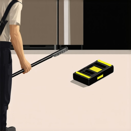 A hand cleaning refrigerator coils with a specialized brush and maintenance tools