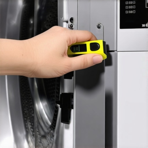 Essential Maintenance Tools for Heavy Duty Washers A spirit level and vibration pads being used to stabilize a washing machine for heavy loads.