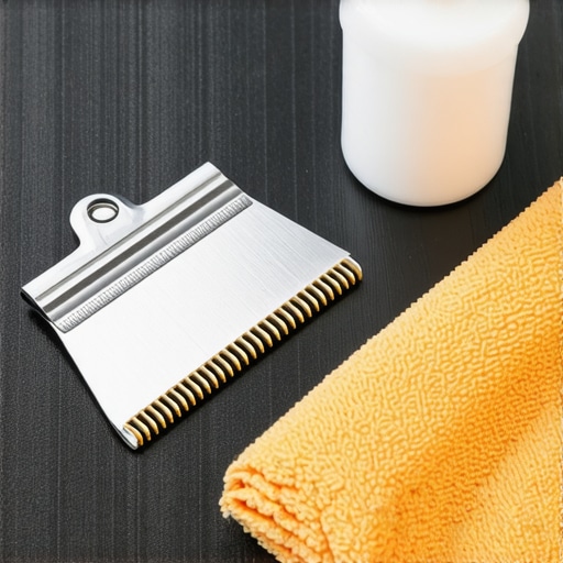 Professional induction cooktop cleaning kit on a glass stove.