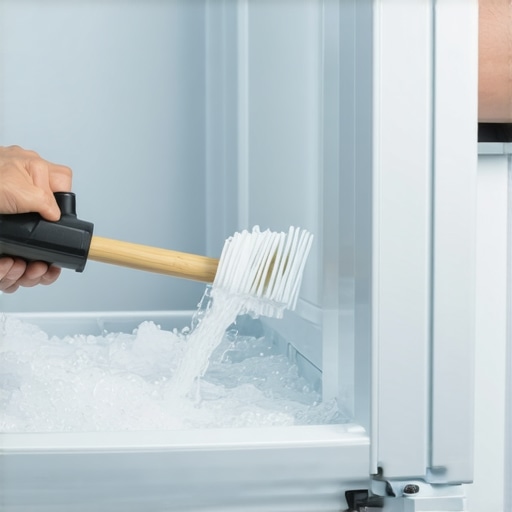 Flushing a Refrigerator Defrost Drain Step-by-step process of using a turkey baster to clear a clogged refrigerator defrost drain hole.