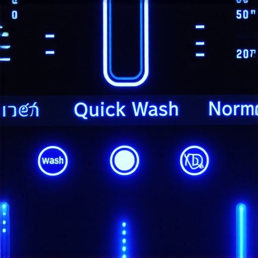 HE Washer Control Panel Cycle Options Digital display on a modern washing machine showing different cycle settings