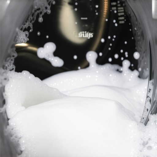 Excessive detergent suds inside a smart washing machine drum causing a sensor error.