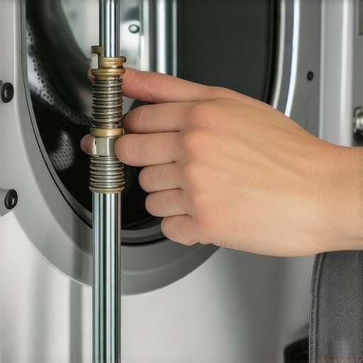 A person repairing a washing machine suspension system