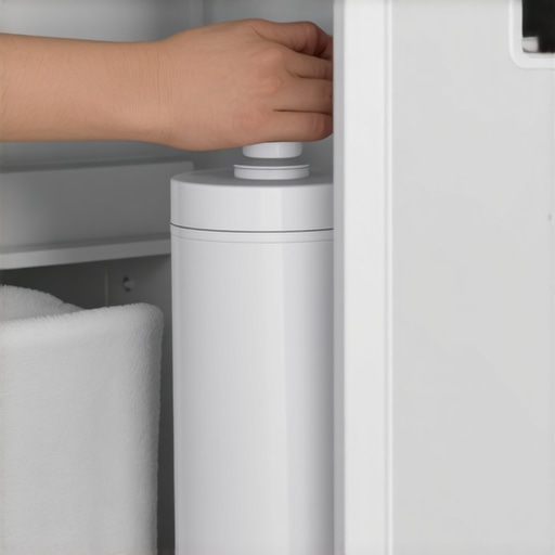 Installing a New Refrigerator Water Filter Hands carefully twisting a new water filter into a refrigerator compartment.