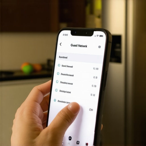 A person setting up a guest network on their phone to secure smart kitchen appliances.