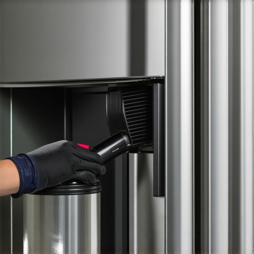 Maintenance of Refrigerator Condenser Coils Person cleaning refrigerator coils with a vacuum to improve energy efficiency.