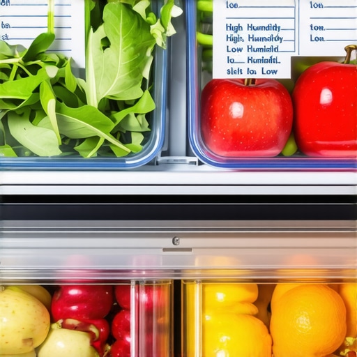 Managing Refrigerator Crisper Humidity Settings A close-up of refrigerator crisper drawers with high and low humidity settings for produce storage.
