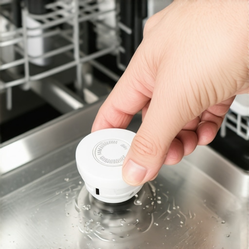 Manual Cleaning of a Smart Dishwasher Sensor A hand cleaning the internal turbidity sensor of a smart dishwasher to improve cleaning performance.
