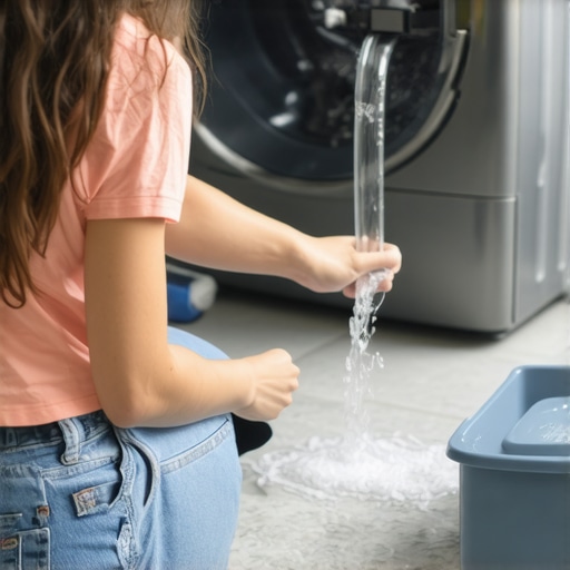 Manually draining a paused smart washer using the emergency drain hose.