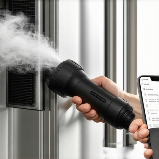 Manual Maintenance of Smart Refrigerator Coils Cleaning refrigerator coils to maintain smart appliance efficiency