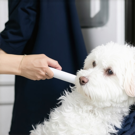 Manual hair removal before washing clothes A person removing pet hair from a blanket with a lint roller to protect their washing machine.