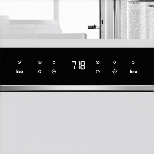 Modern Dishwasher Eco Cycle Display A modern dishwasher control panel showing the time remaining on an eco-friendly cleaning cycle.