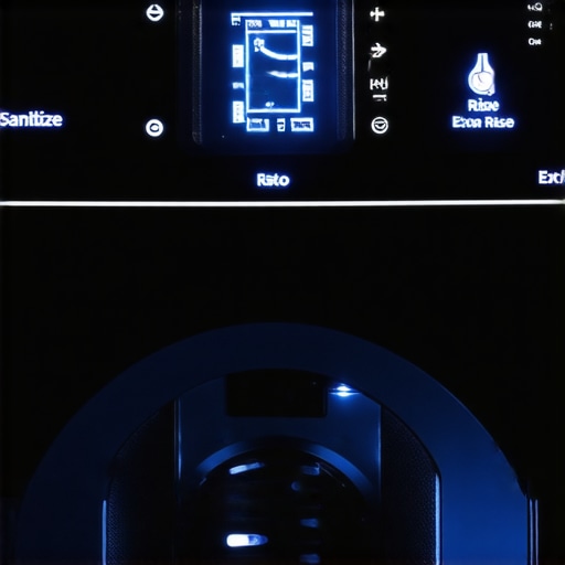 Close-up of a digital washing machine display showing advanced laundry settings for sensitive skin.