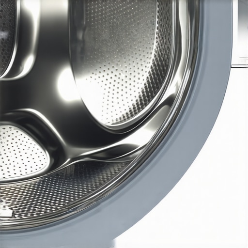Modern Washing Machine Drum and Gasket Detail Close-up view of a clean washing machine drum and rubber seal to prevent odors.