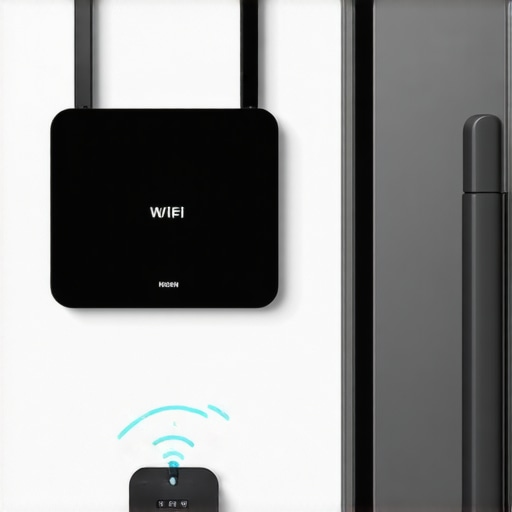 Optimizing Smart Fridge Connection with Mesh Network A mesh network node placed near a smart refrigerator to ensure stable camera streaming.