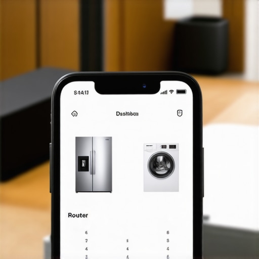Optimizing Smart Home Network Settings A person managing smart appliance connectivity and data usage on a smartphone app dashboard.