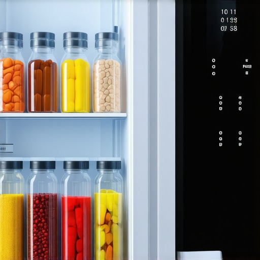 A well-organized smart refrigerator showing how clear containers and digital inventory tracking prevent food waste.