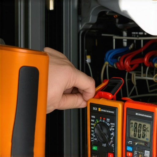 Proactive Appliance Testing with a Multimeter Hands holding multimeter probes against a dishwasher heating element terminal.