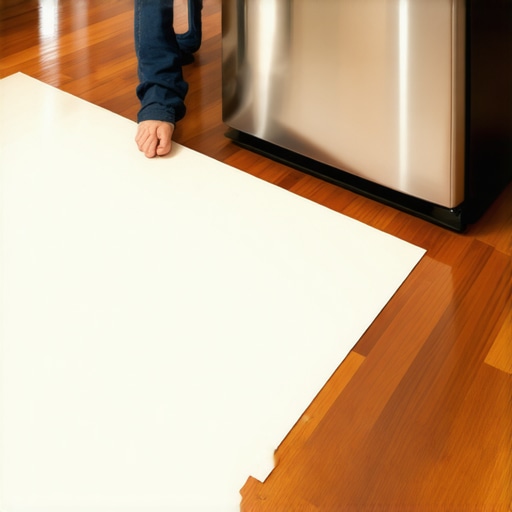 Professional floor protection for appliance moving Laying down Masonite floor protection for moving a refrigerator.