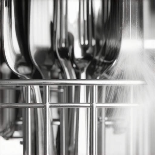 Cutlery arranged in a dishwasher basket to prevent nesting