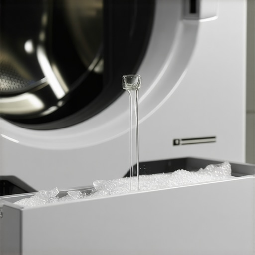 Proper detergent dosing for compact washers Close up of HE detergent drawer in a narrow washing machine