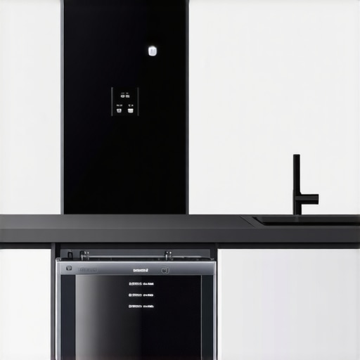 Smart Kitchen Appliance Integration Nuances Close-up of smart under-counter appliances with digital displays in a modern kitchen.