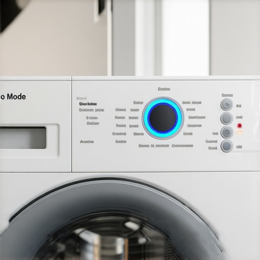 Smart Washing Machine Eco Mode Control The control panel of a smart washing machine highlighting the eco-friendly cycle setting.