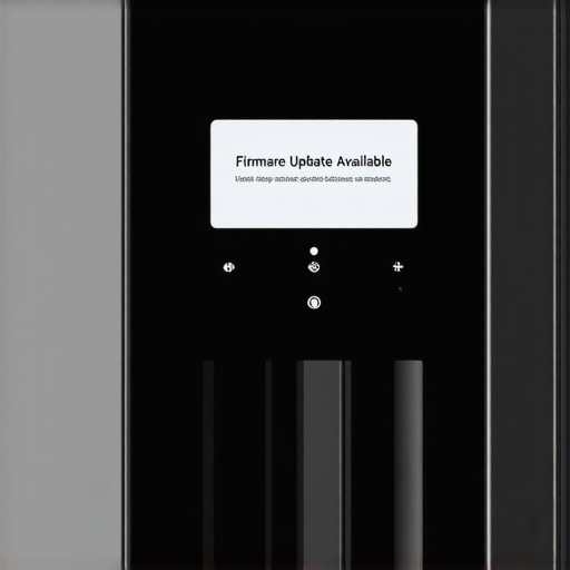 Smart appliance firmware update notification Close-up of a smart refrigerator screen showing a software update prompt.