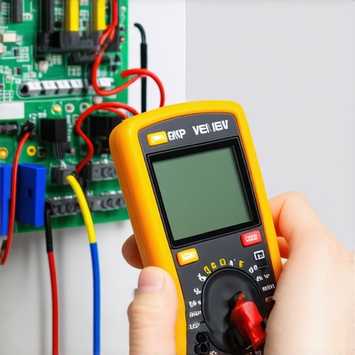 Testing Smart Fridge Electronics with a Multimeter A technician using a multimeter on an appliance circuit board for maintenance.