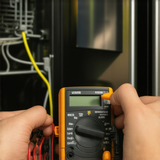 Testing dishwasher sensors with a multimeter A person using a multimeter to check the electrical continuity of a smart dishwasher sensor.