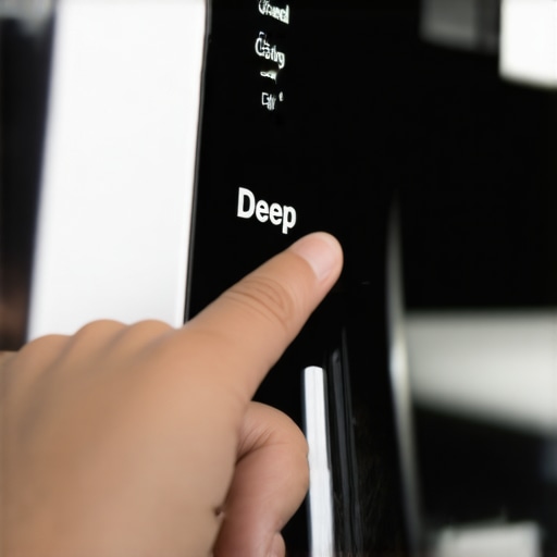 The Hidden Danger of the Deep Fill Button A person selecting the Deep Fill option on a high-efficiency washing machine control panel.