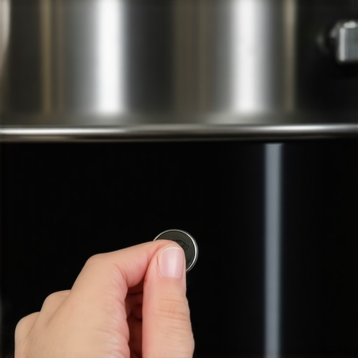 The Induction Magnet Test A person testing cookware compatibility with a magnet on an induction stove.