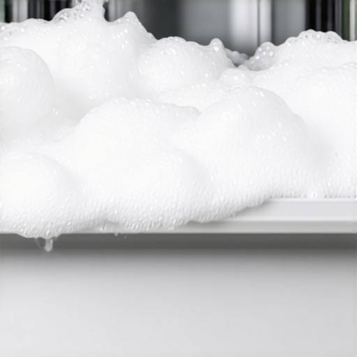The danger of over-sudsing in HE appliances Washing machine drawer overflowing with detergent suds
