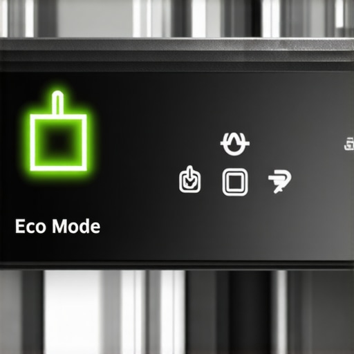 Close-up of a dishwasher control panel highlighting the eco-mode button with slight grime buildup.