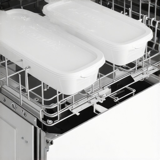 Close up of dishwasher rack with angled plastic tubs for better drying