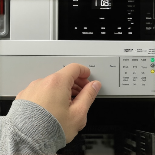 Troubleshooting the Washing Machine Sensing Cycle Hand pressing buttons on a washing machine control panel to fix a stuck sensing light.