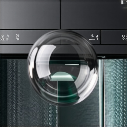 A spirit level sits on top of a washing machine to ensure it is perfectly balanced.