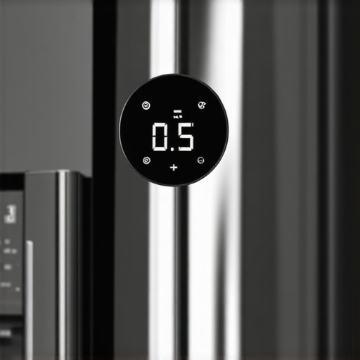 Using professional digital tools for appliance leveling A digital angle gauge resting on a refrigerator to ensure perfect balance